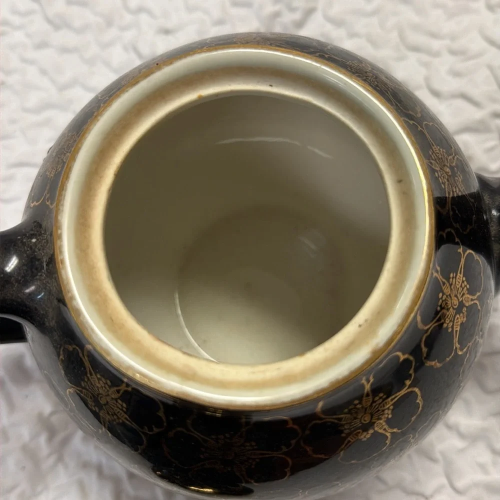 HALL- Black and Gold with 24 KT Gold Plated Trim- TEAPOT!